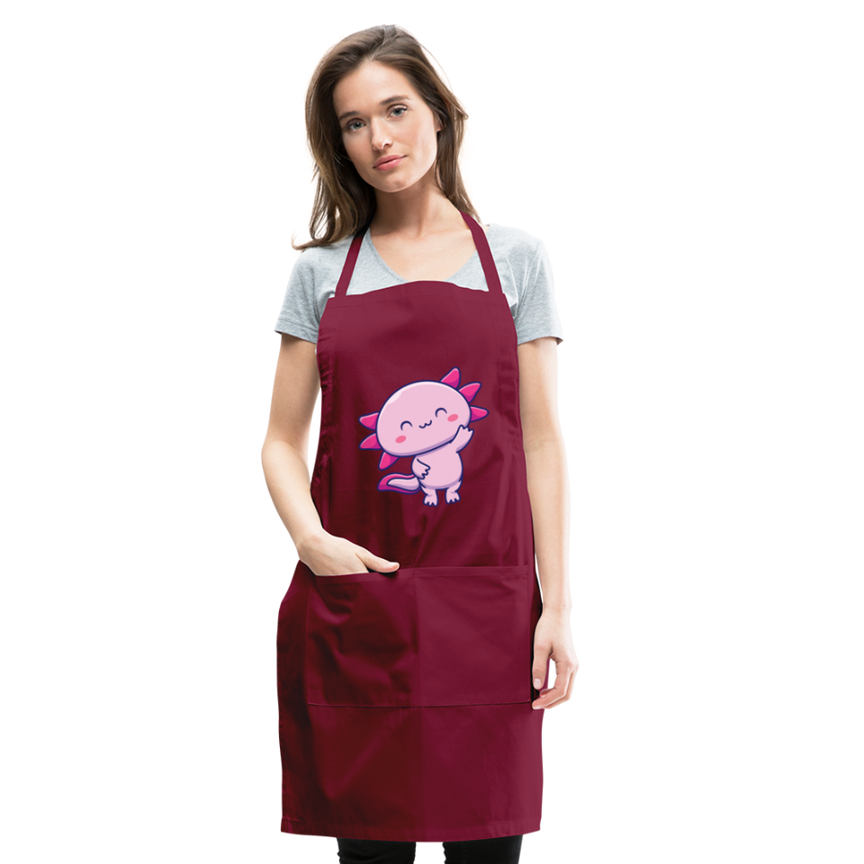 Cute Axolotl Apron Axolotl Lovers Gift Adjustable Apron - burgundy