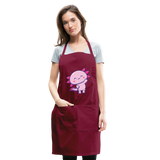 Cute Axolotl Apron Axolotl Lovers Gift Adjustable Apron - burgundy