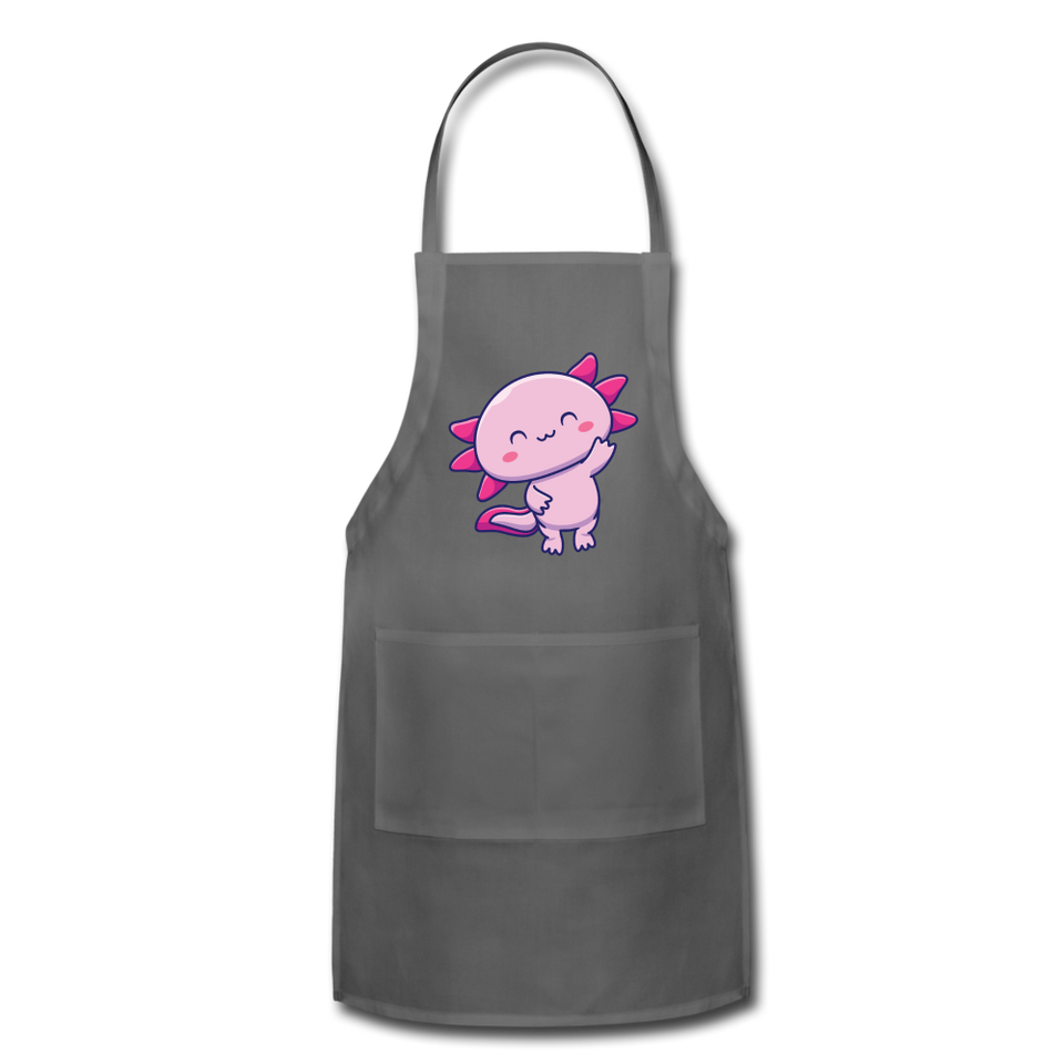 Cute Axolotl Apron Axolotl Lovers Gift Adjustable Apron - charcoal
