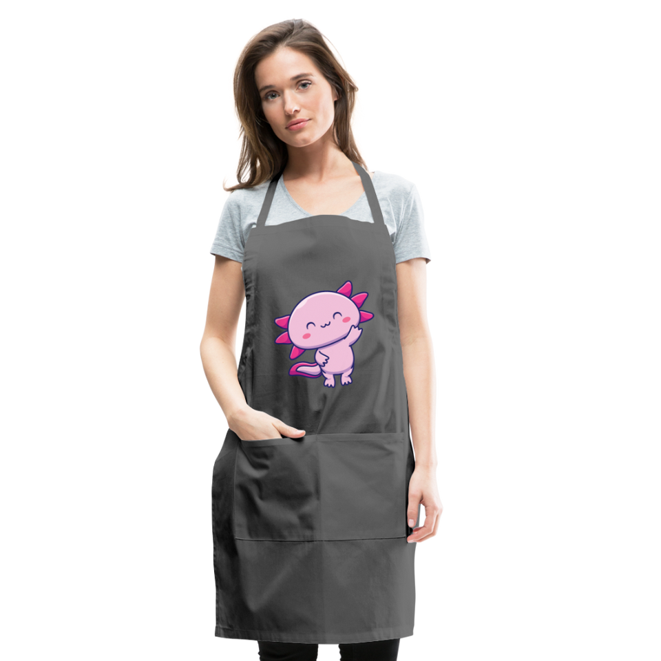 Cute Axolotl Apron Axolotl Lovers Gift Adjustable Apron - charcoal