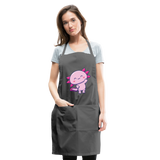Cute Axolotl Apron Axolotl Lovers Gift Adjustable Apron - charcoal