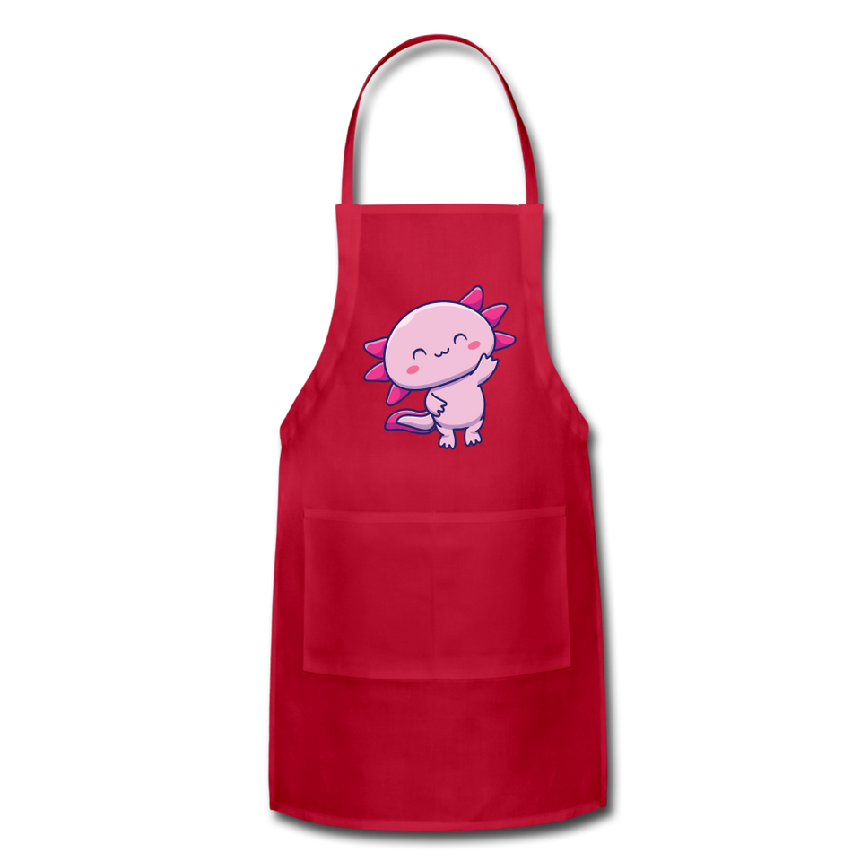Cute Axolotl Apron Axolotl Lovers Gift Adjustable Apron - red