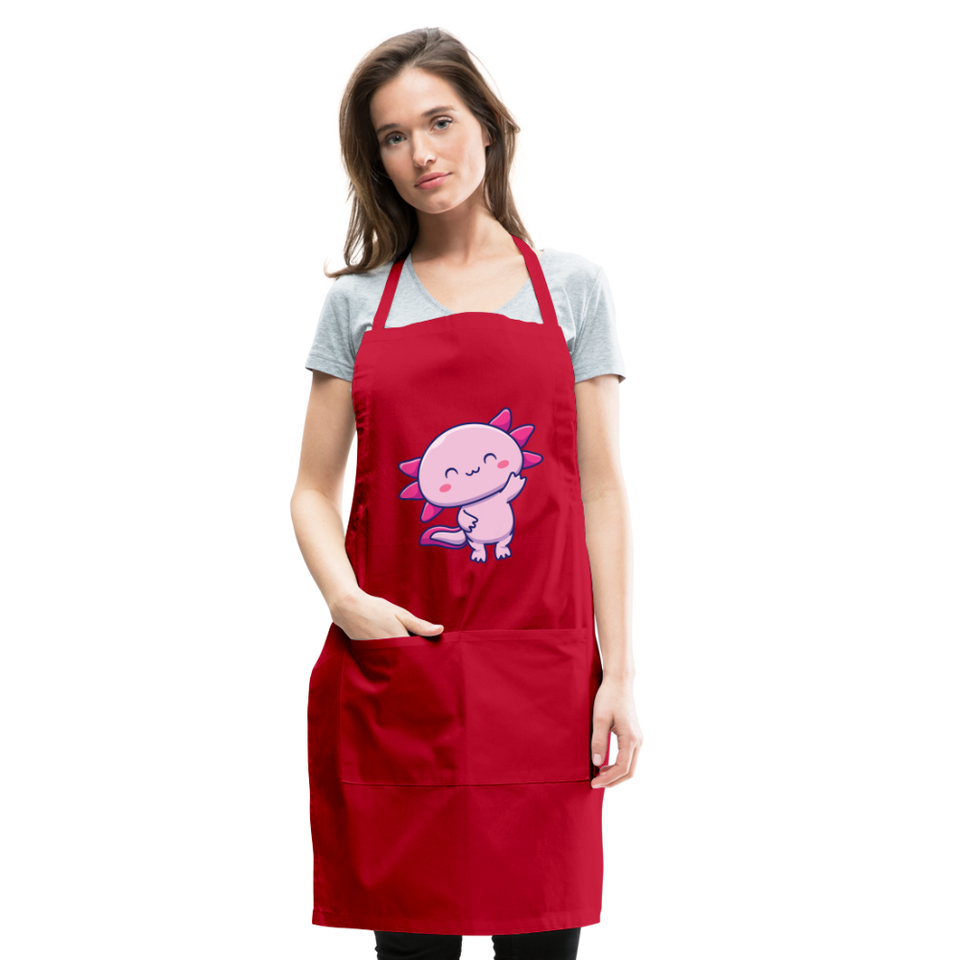 Cute Axolotl Apron Axolotl Lovers Gift Adjustable Apron - red