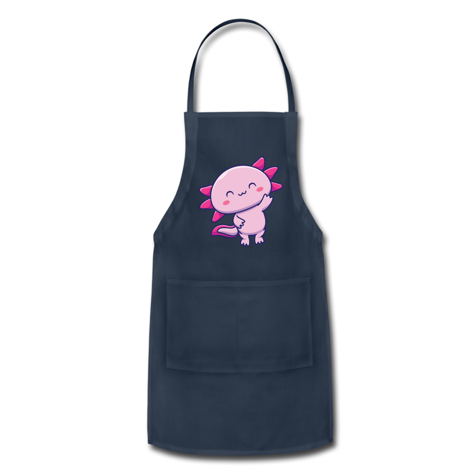 Cute Axolotl Apron Axolotl Lovers Gift Adjustable Apron - navy