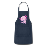 Cute Axolotl Apron Axolotl Lovers Gift Adjustable Apron - navy