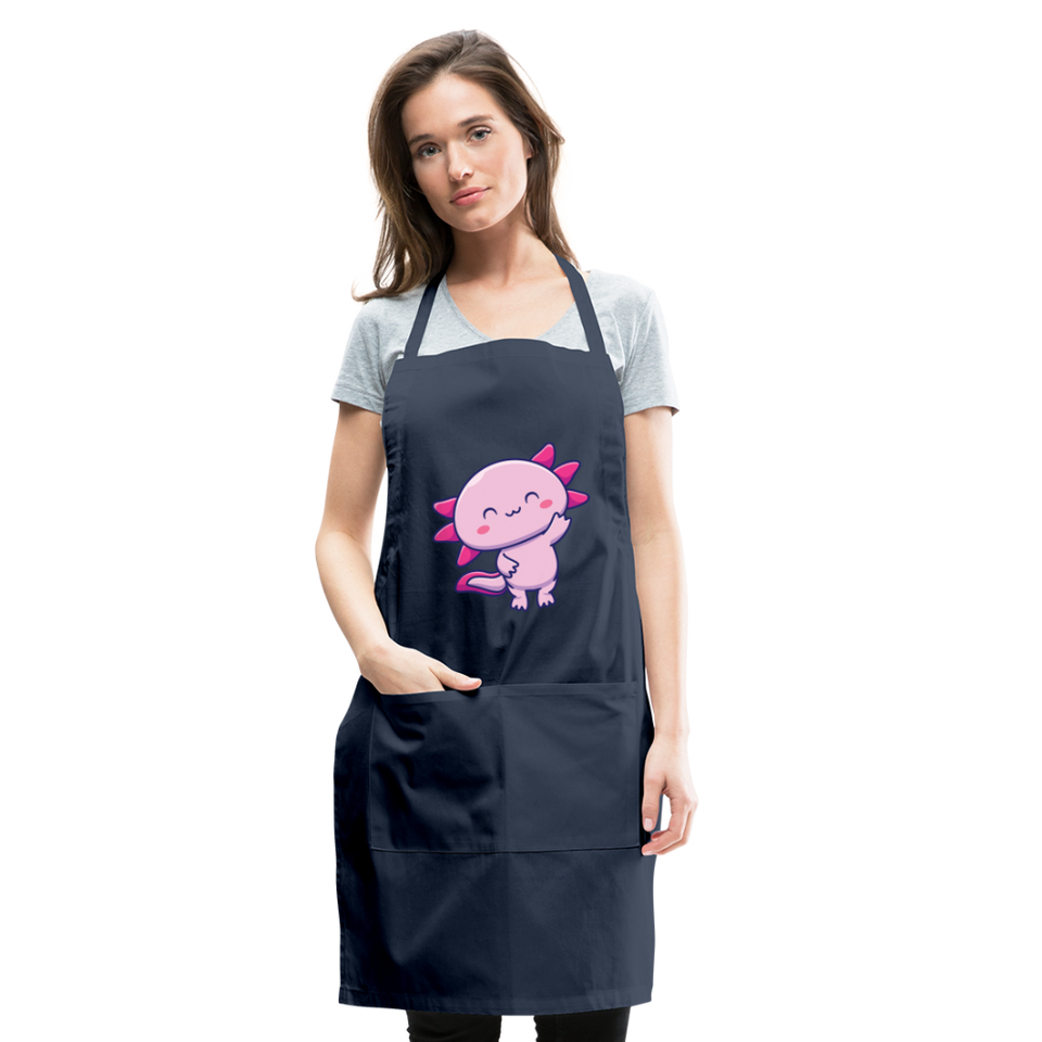 Cute Axolotl Apron Axolotl Lovers Gift Adjustable Apron - navy
