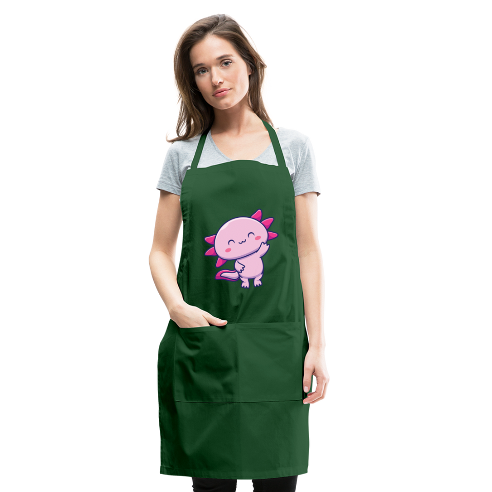 Cute Axolotl Apron Axolotl Lovers Gift Adjustable Apron - forest green