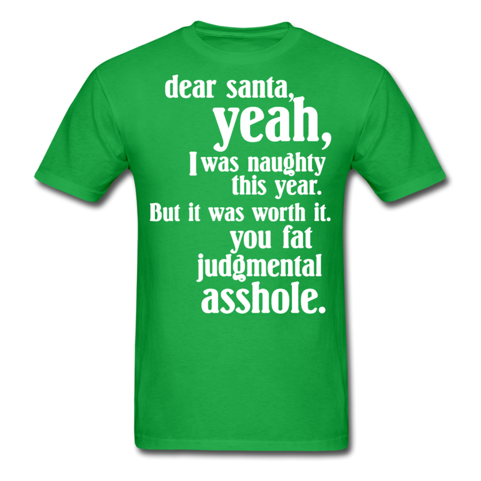 Dear Santa You Fat Asshole Naughty List Xmas Sarcastic Tee - bright green
