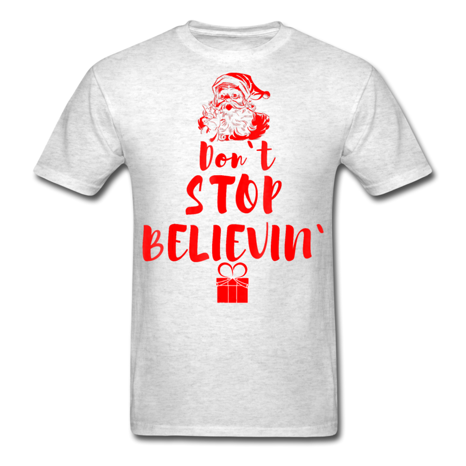 Don`t Stop Believing Santa Tshirt - Retro Style Xmas - light heather gray