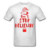 Don`t Stop Believing Santa Tshirt - Retro Style Xmas - light heather gray