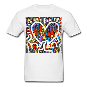 Keith Haring shirt People Love Heart Graphic Street Art T-Shirt Size S-6XL - white