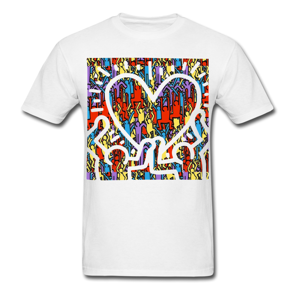 Keith Haring shirt People Love Heart Graphic Street Art T-Shirt Size S-6XL - white