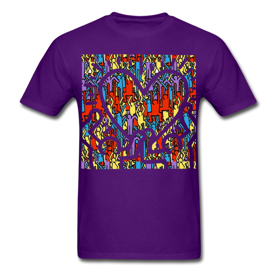 Keith Haring shirt People Love Heart Graphic Street Art T-Shirt Size S-6XL - purple