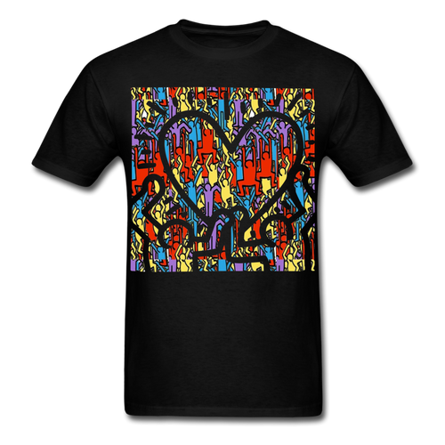 Keith Haring shirt People Love Heart Graphic Street Art T-Shirt Size S-6XL - black