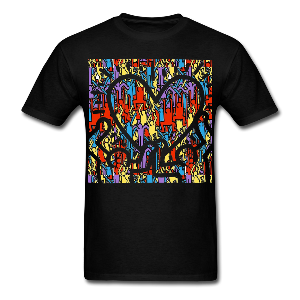 Keith Haring shirt People Love Heart Graphic Street Art T-Shirt Size S-6XL - black