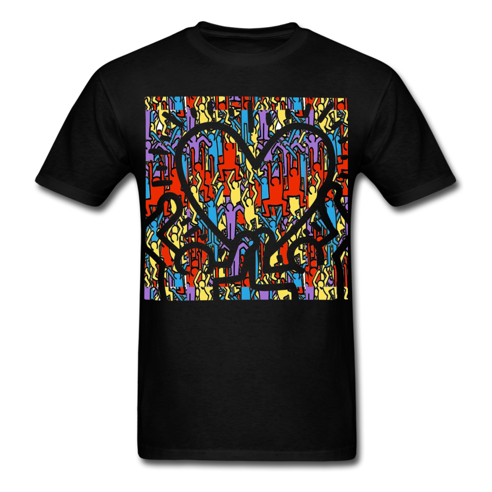 Keith Haring shirt People Love Heart Graphic Street Art T-Shirt Size S-6XL - black