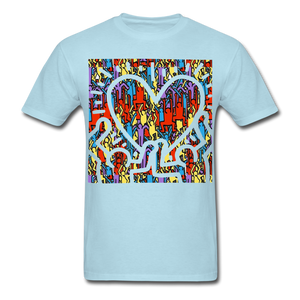 Keith Haring shirt People Love Heart Graphic Street Art T-Shirt Size S-6XL - powder blue