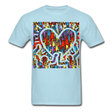 Keith Haring shirt People Love Heart Graphic Street Art T-Shirt Size S-6XL - powder blue