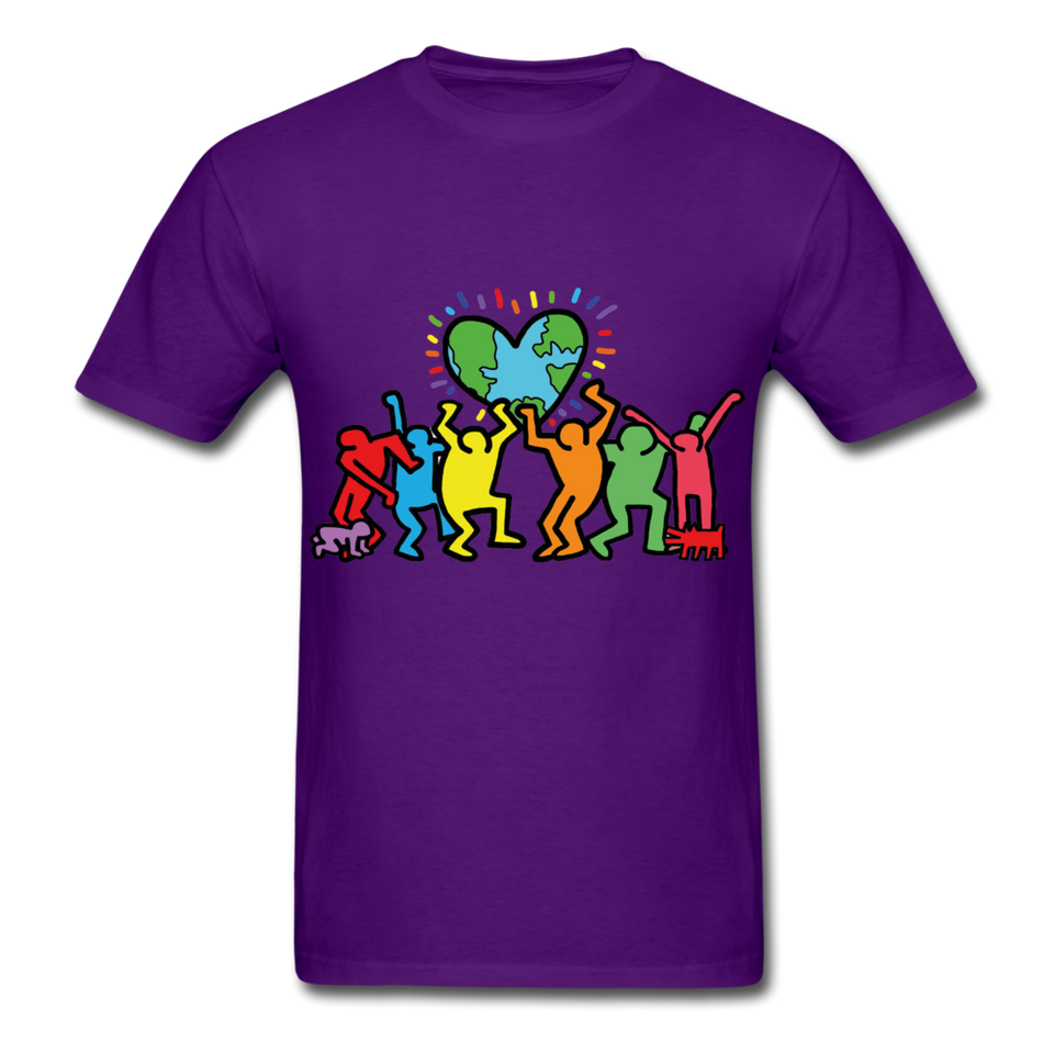 Keith Haring shirt Graphic Street Art T-Shirt - purple