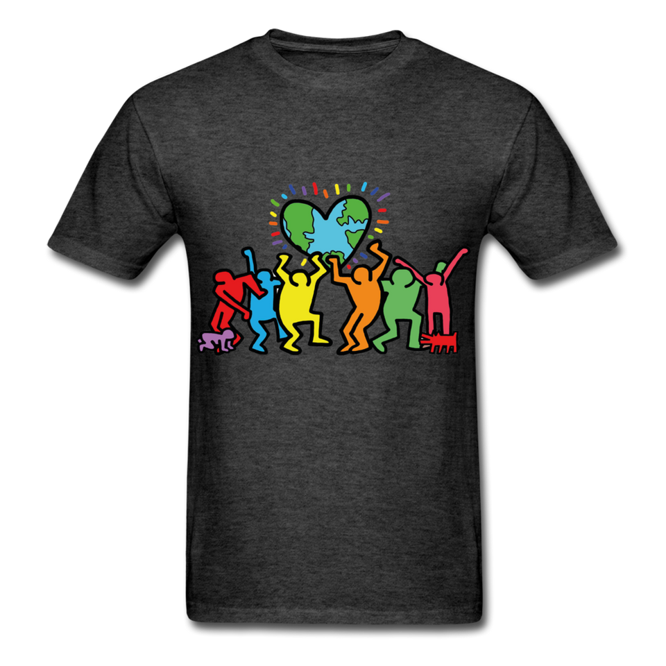 Keith Haring shirt Graphic Street Art T-Shirt - heather black