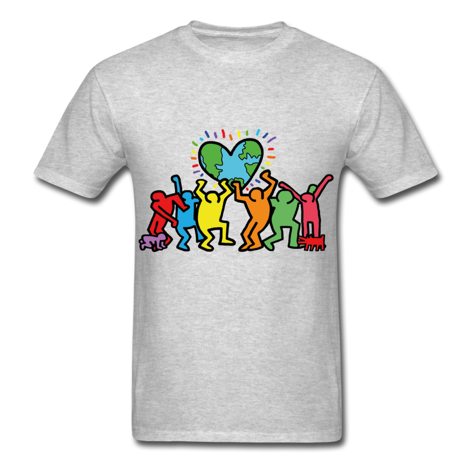Keith Haring shirt Graphic Street Art T-Shirt - heather gray