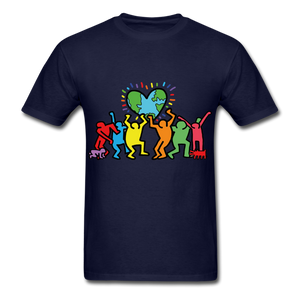 Keith Haring shirt Graphic Street Art T-Shirt - navy