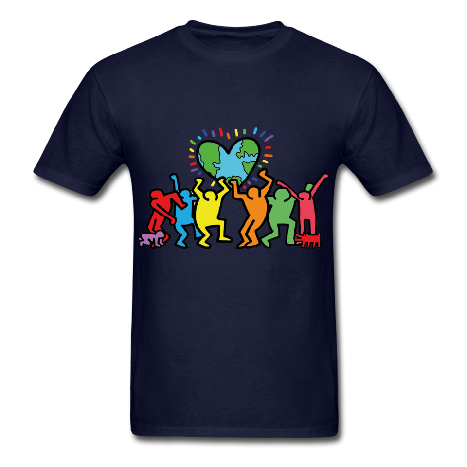 Keith Haring shirt Graphic Street Art T-Shirt - navy
