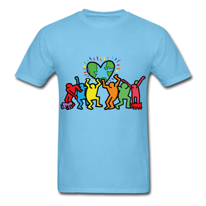 Keith Haring shirt Graphic Street Art T-Shirt - aquatic blue