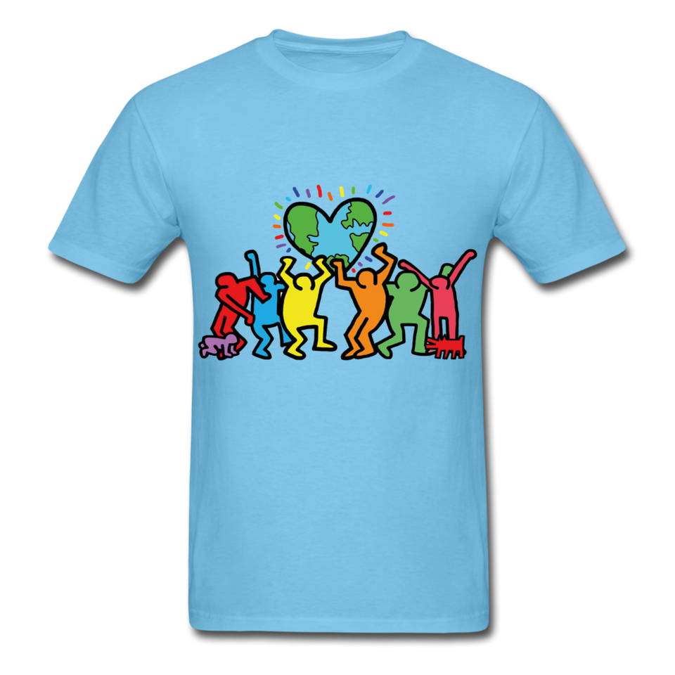 Keith Haring shirt Graphic Street Art T-Shirt - aquatic blue