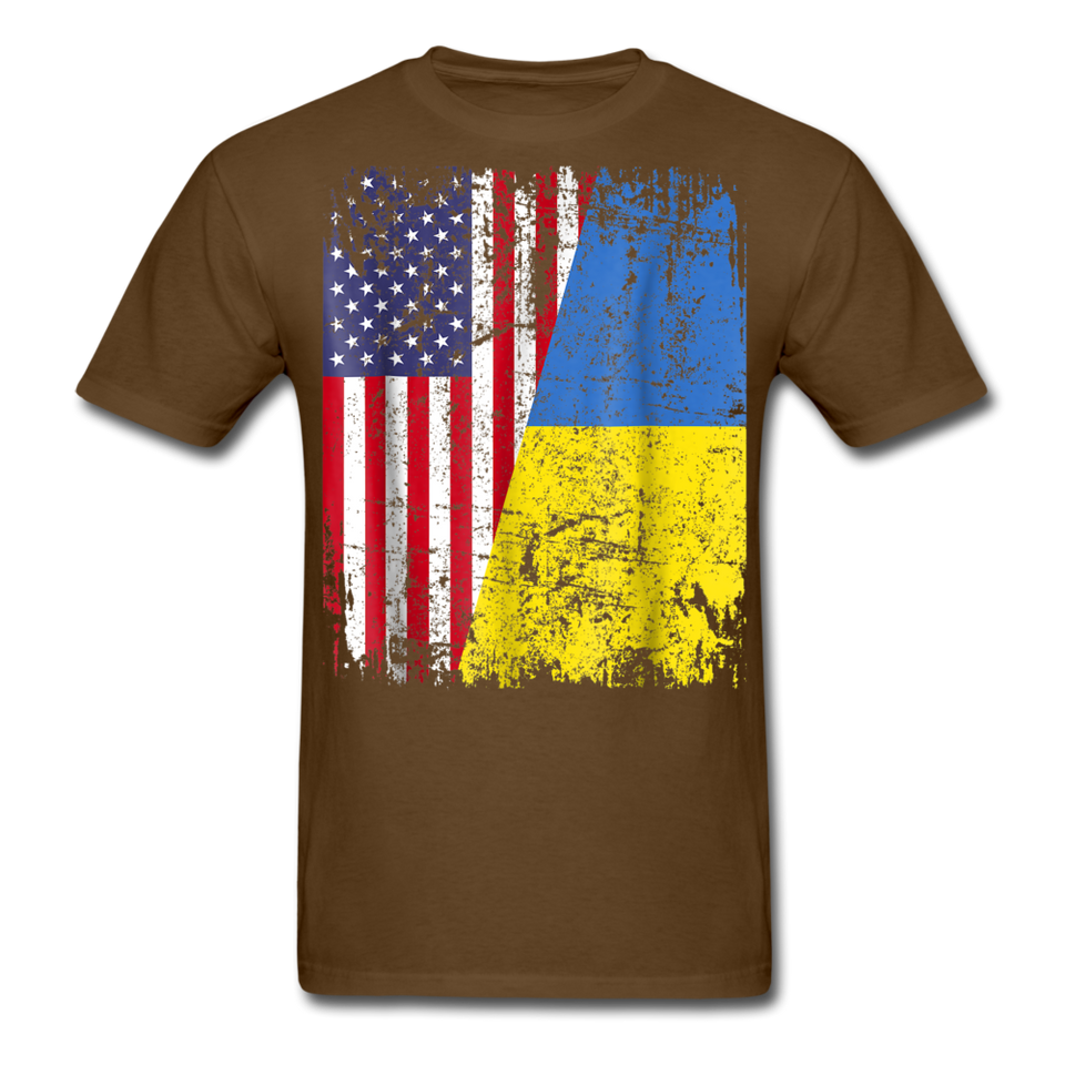 Ukraine Flag shirt Proud American Ukrainian Root Immigrant T-Shirt Size S-6XL - brown