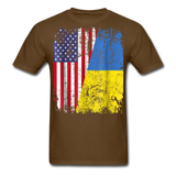 Ukraine Flag shirt Proud American Ukrainian Root Immigrant T-Shirt Size S-6XL - brown
