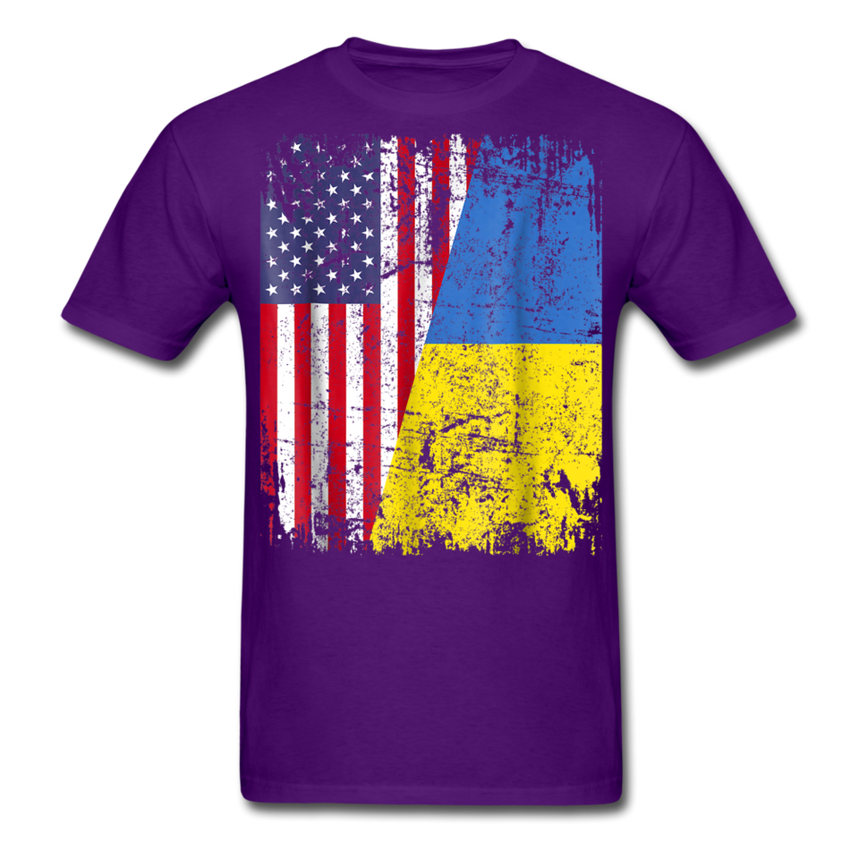 Ukraine Flag shirt Proud American Ukrainian Root Immigrant T-Shirt Size S-6XL - purple