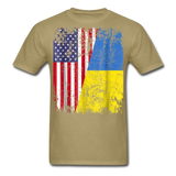 Ukraine Flag shirt Proud American Ukrainian Root Immigrant T-Shirt Size S-6XL - khaki
