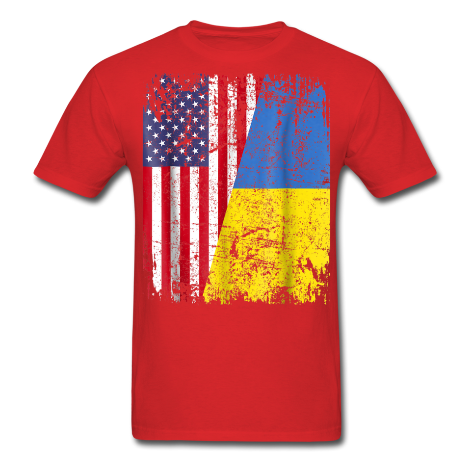 Ukraine Flag shirt Proud American Ukrainian Root Immigrant T-Shirt Size S-6XL - red