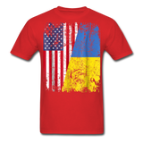 Ukraine Flag shirt Proud American Ukrainian Root Immigrant T-Shirt Size S-6XL - red