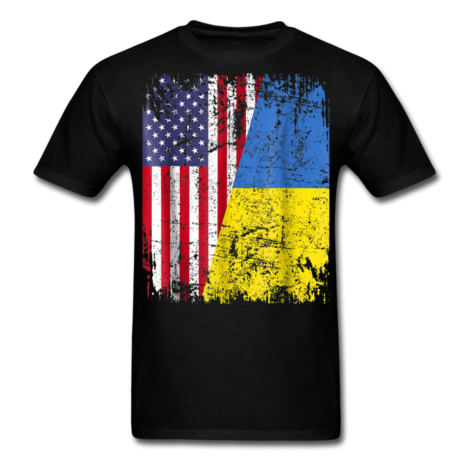 Ukraine Flag shirt Proud American Ukrainian Root Immigrant T-Shirt Size S-6XL - black