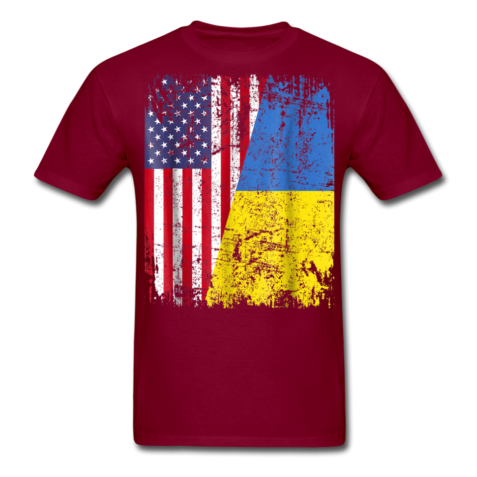 Ukraine Flag shirt Proud American Ukrainian Root Immigrant T-Shirt Size S-6XL - burgundy