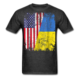 Ukraine Flag shirt Proud American Ukrainian Root Immigrant T-Shirt Size S-6XL - heather black