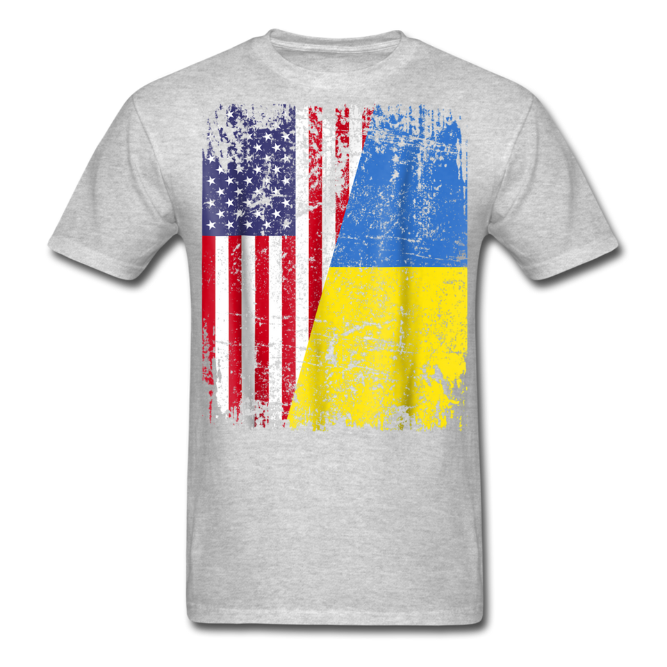 Ukraine Flag shirt Proud American Ukrainian Root Immigrant T-Shirt Size S-6XL - heather gray
