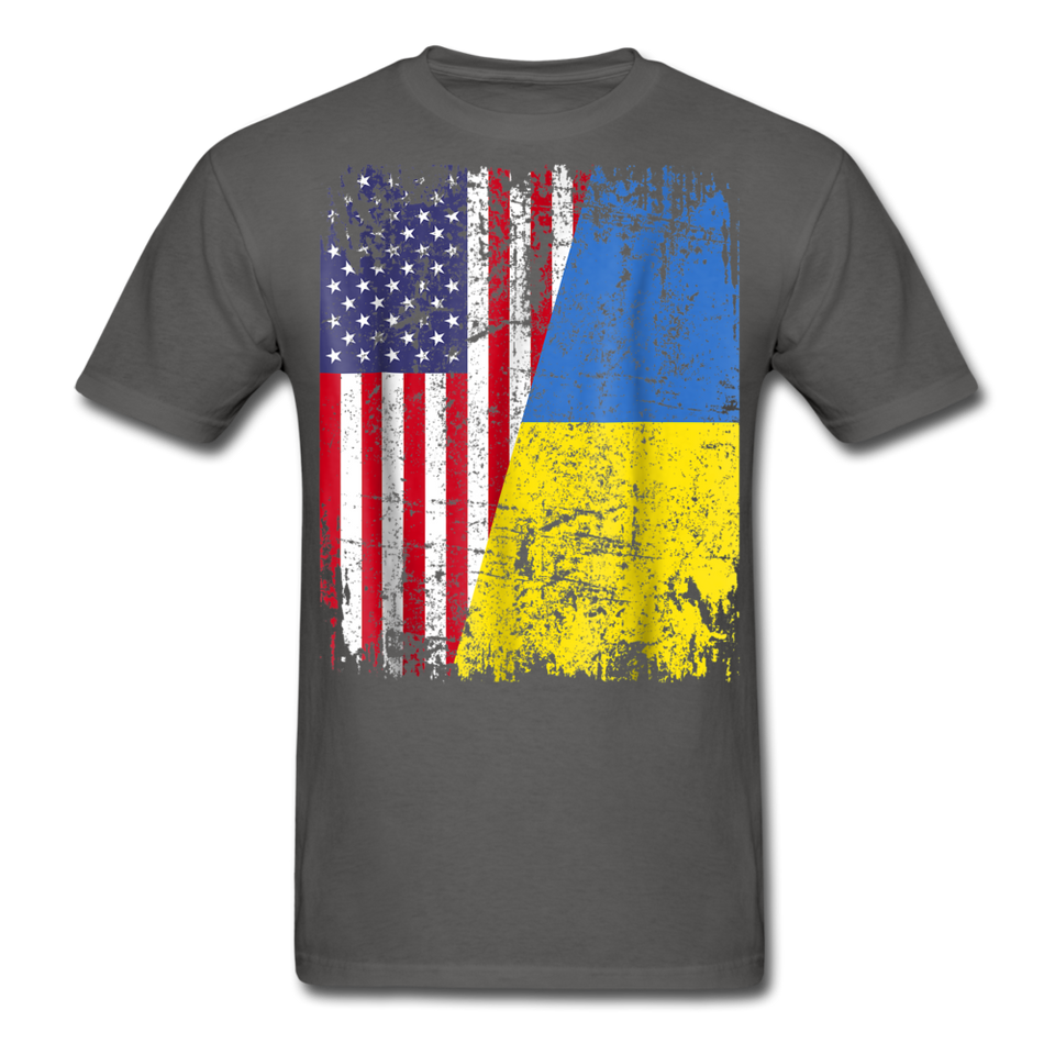 Ukraine Flag shirt Proud American Ukrainian Root Immigrant T-Shirt Size S-6XL - charcoal