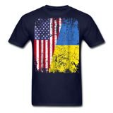 Ukraine Flag shirt Proud American Ukrainian Root Immigrant T-Shirt Size S-6XL - navy