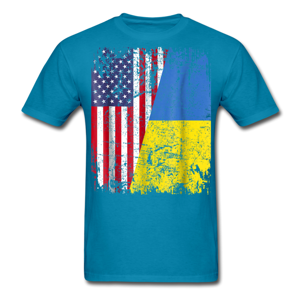 Ukraine Flag shirt Proud American Ukrainian Root Immigrant T-Shirt Size S-6XL - turquoise