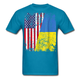 Ukraine Flag shirt Proud American Ukrainian Root Immigrant T-Shirt Size S-6XL - turquoise