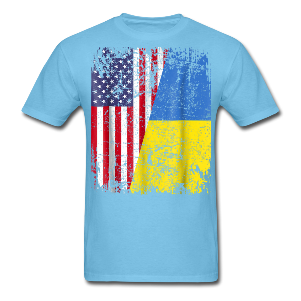 Ukraine Flag shirt Proud American Ukrainian Root Immigrant T-Shirt Size S-6XL - aquatic blue