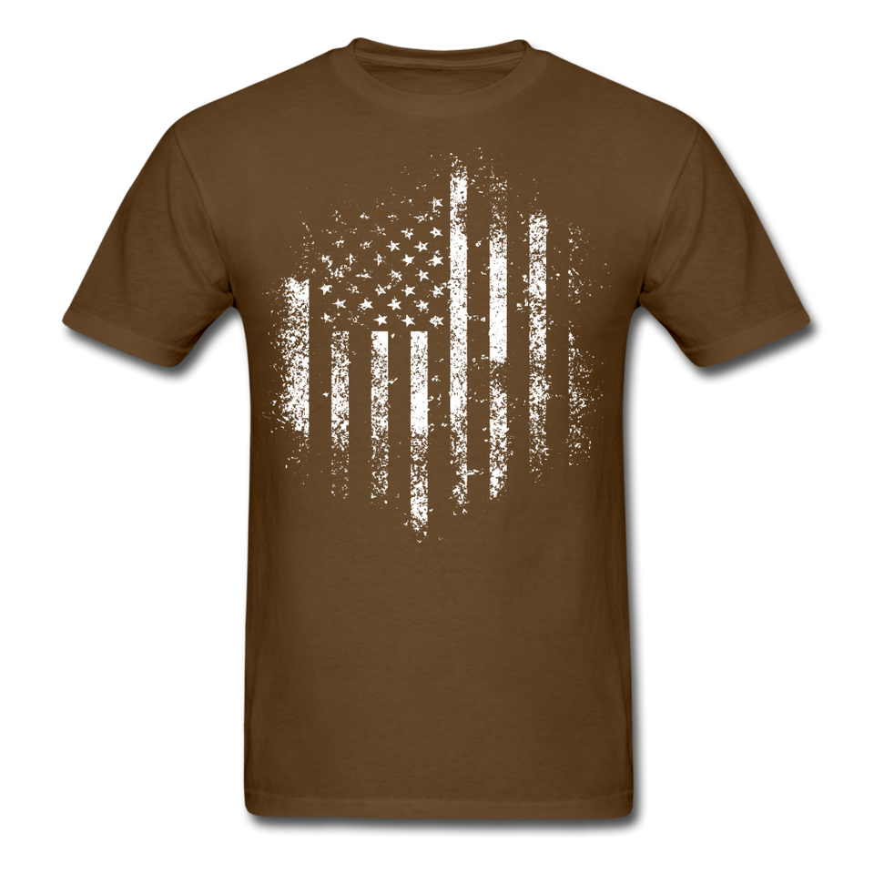 USA Distressed Flag Men T Shirt Patriotic American Tee T-Shirt Size S-6XL - brown