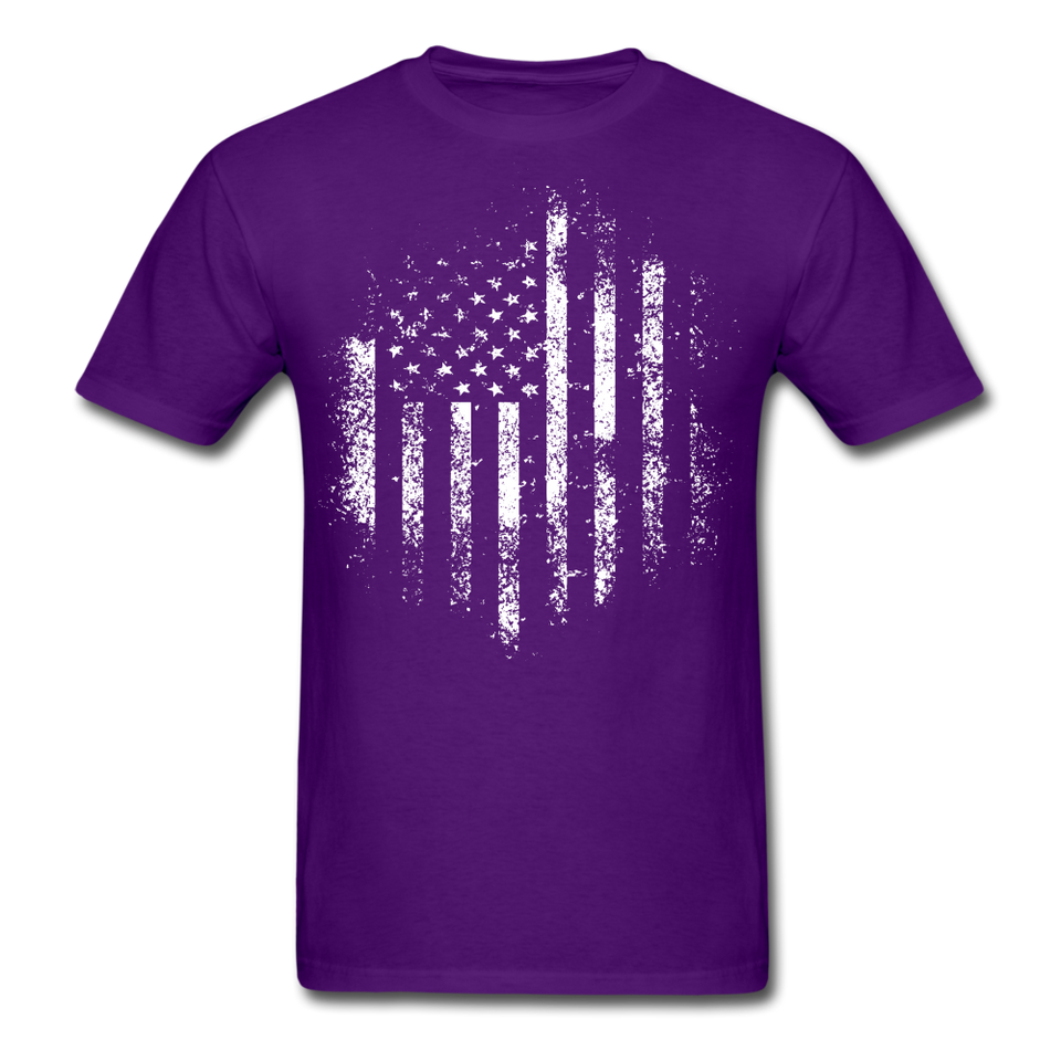 USA Distressed Flag Men T Shirt Patriotic American Tee T-Shirt Size S-6XL - purple