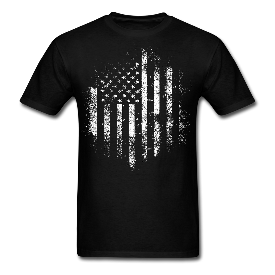 USA Distressed Flag Men T Shirt Patriotic American Tee T-Shirt Size S-6XL - black