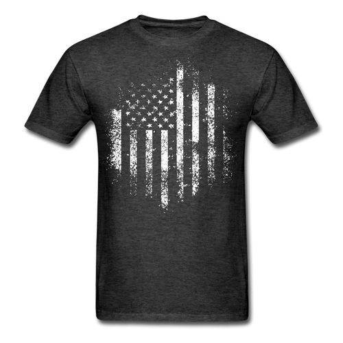 USA Distressed Flag Men T Shirt Patriotic American Tee T-Shirt Size S-6XL - heather black