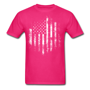 USA Distressed Flag Men T Shirt Patriotic American Tee T-Shirt Size S-6XL - fuchsia