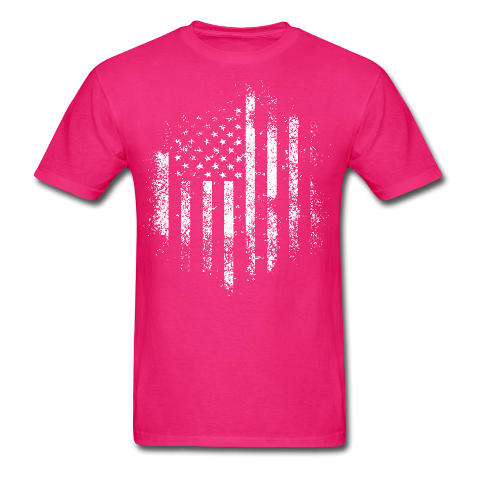 USA Distressed Flag Men T Shirt Patriotic American Tee T-Shirt Size S-6XL - fuchsia
